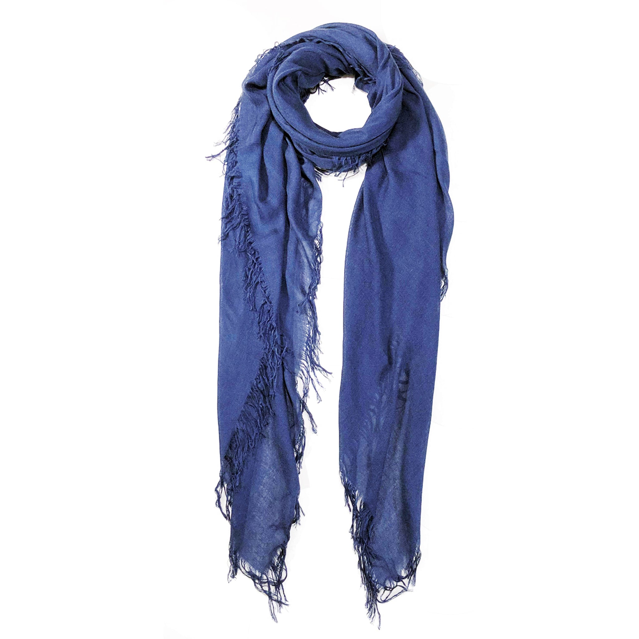 Cashmere Blend Solid Scarf — Blue Pacific — view 18