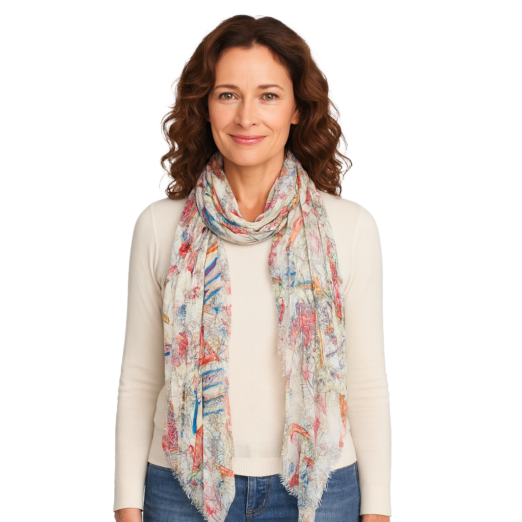 Ivory Pop Sketch Scarf