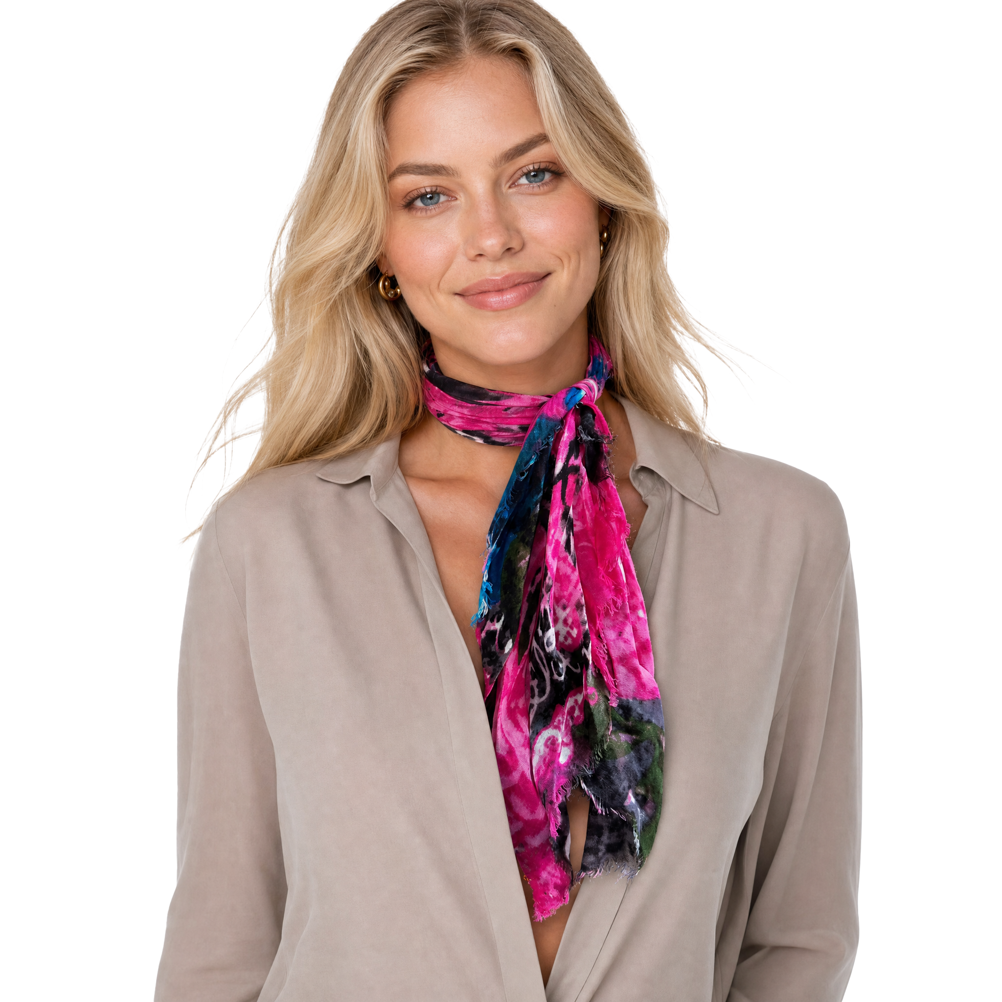 Leopard Rose Neckerchief - Pink/Teal