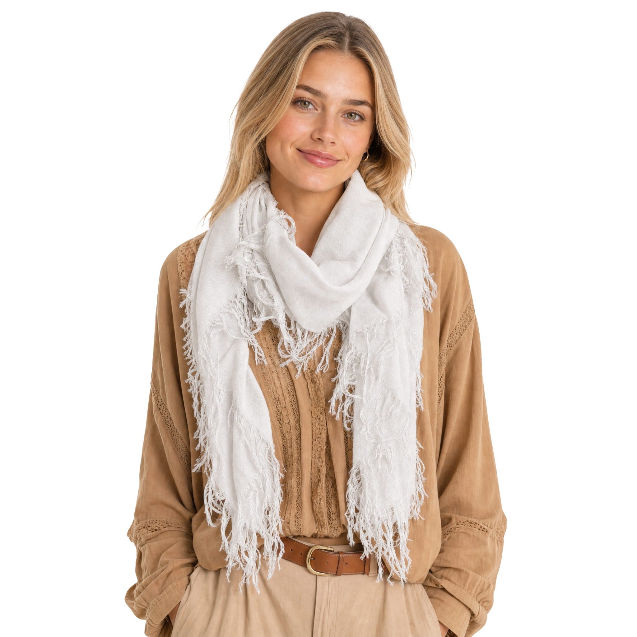 Cashmere Blend solid Half Scarf - Moonbeam