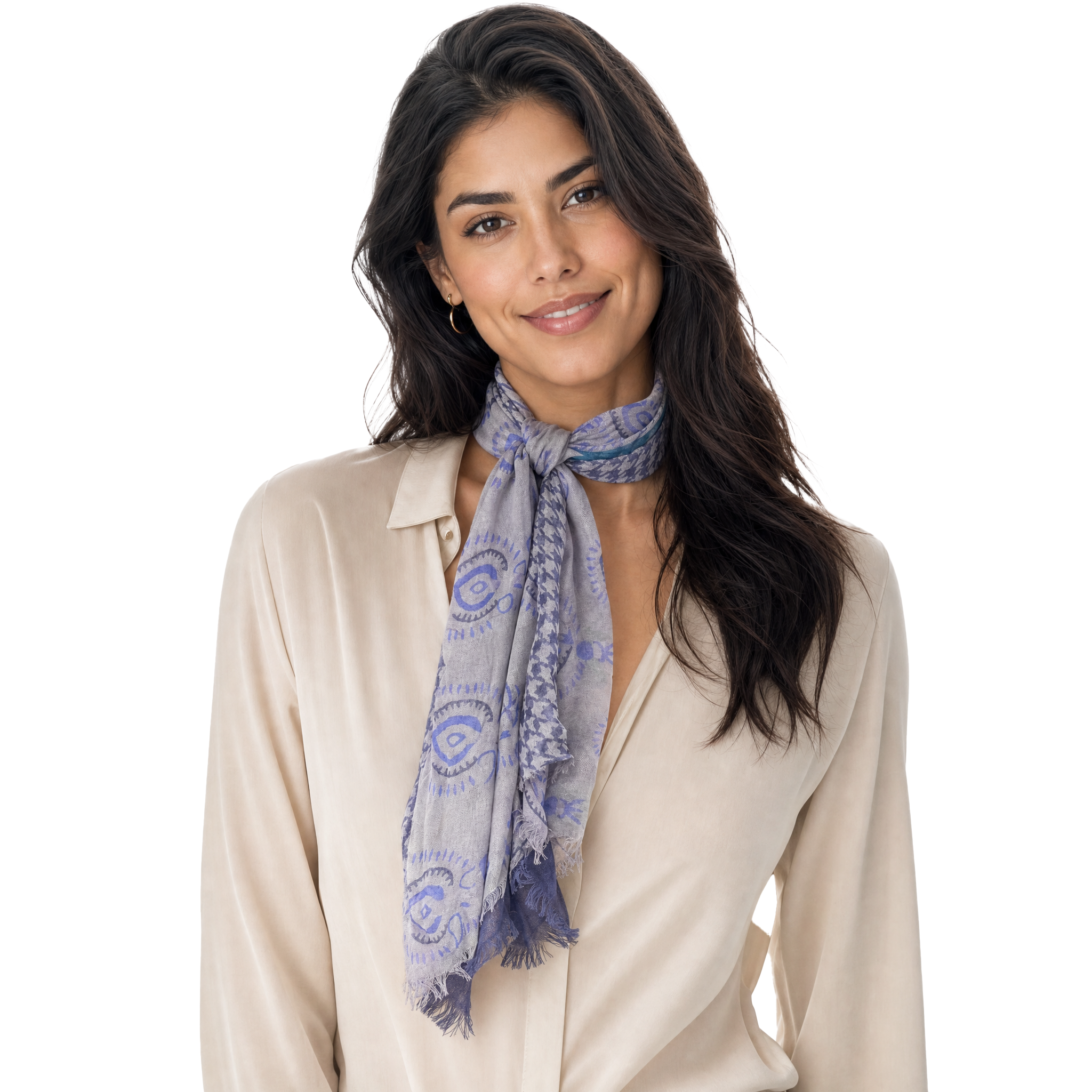 Paisley Houndstooth Neckerchief - Silver