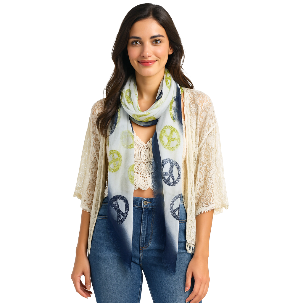 Vintage Peace Scarf — Blue Pacific — view 4