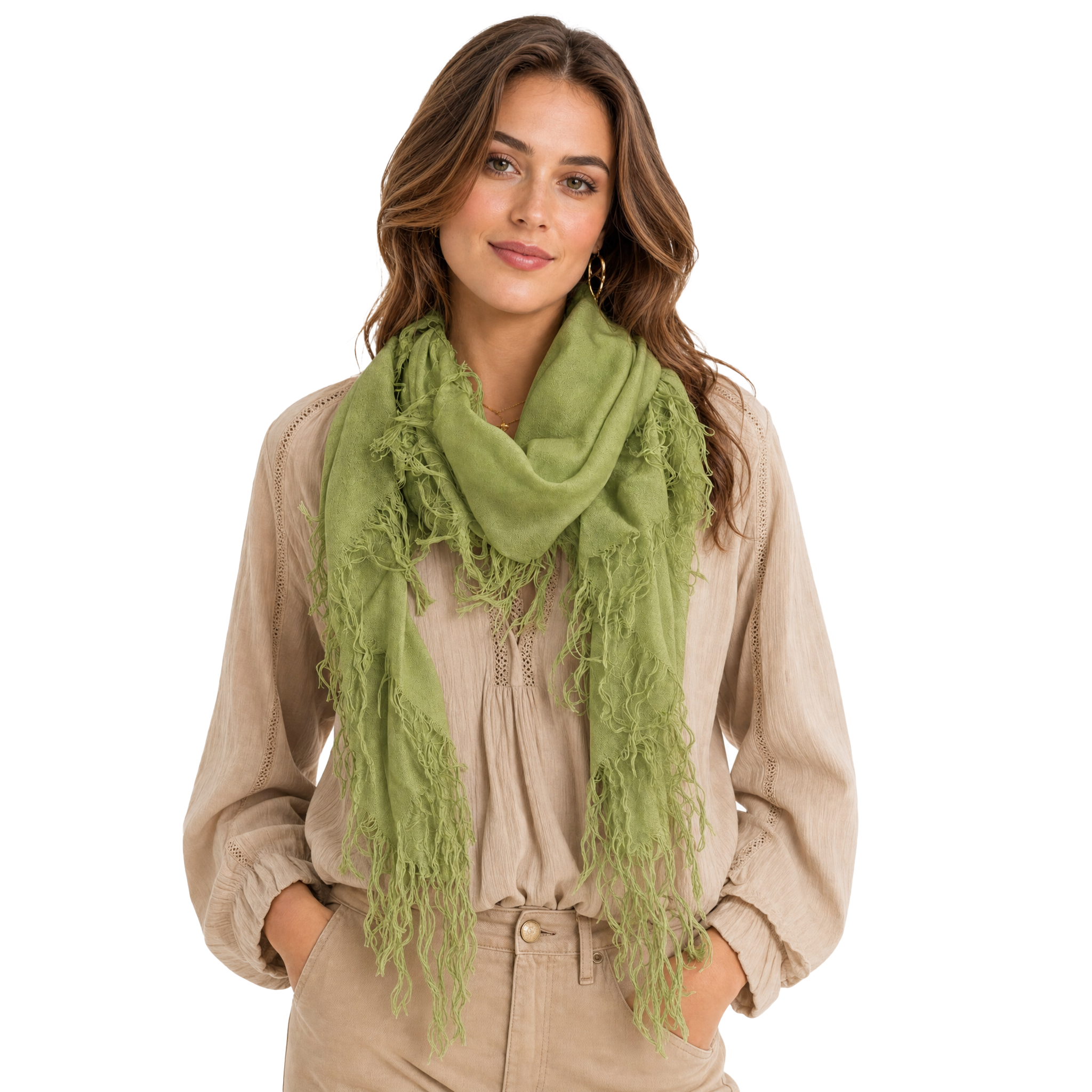 Cashmere Blend solid Half Scarf - Pepper Stem