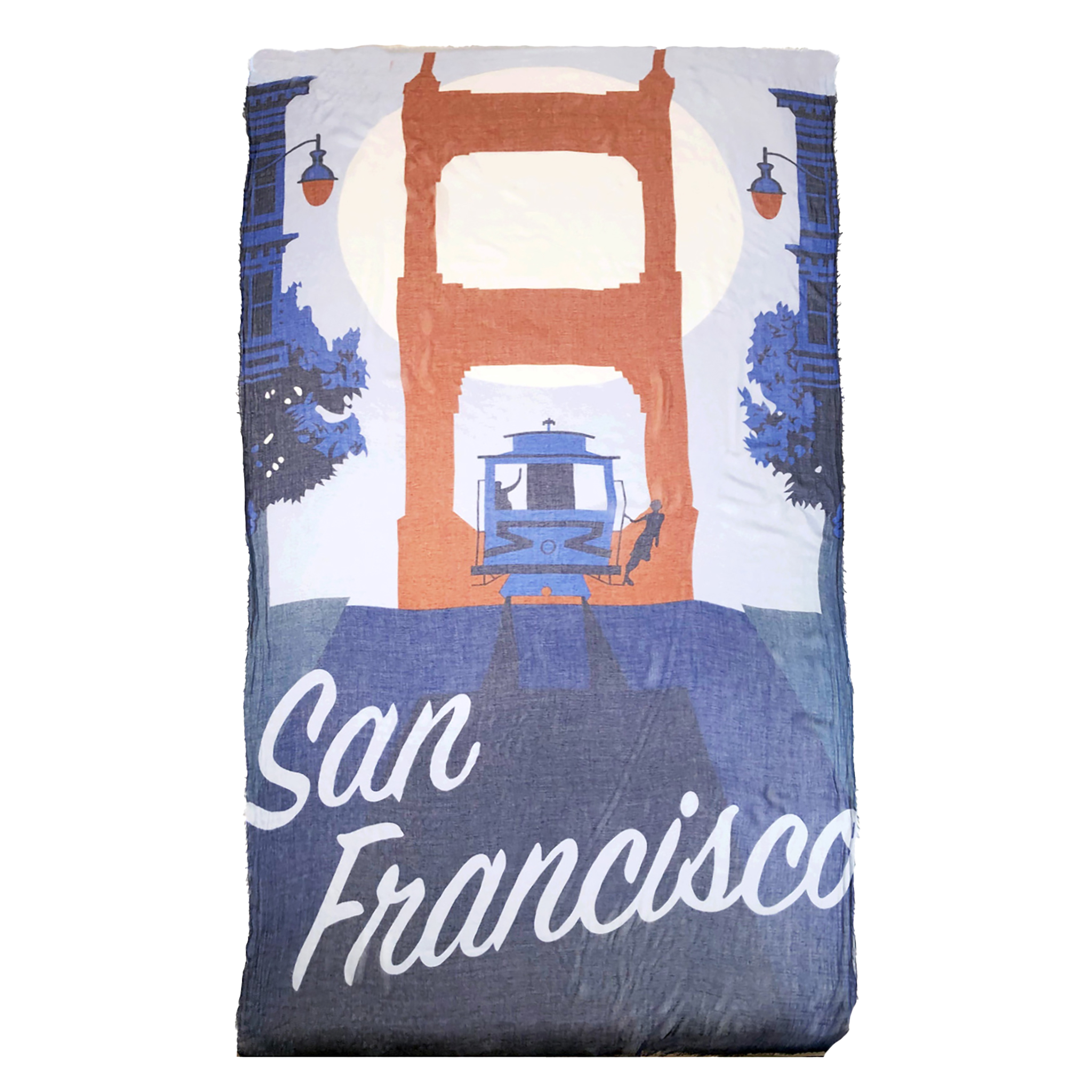 Blue Pacific San Francisco Scarf in Denim, shown flatlay (image 2).