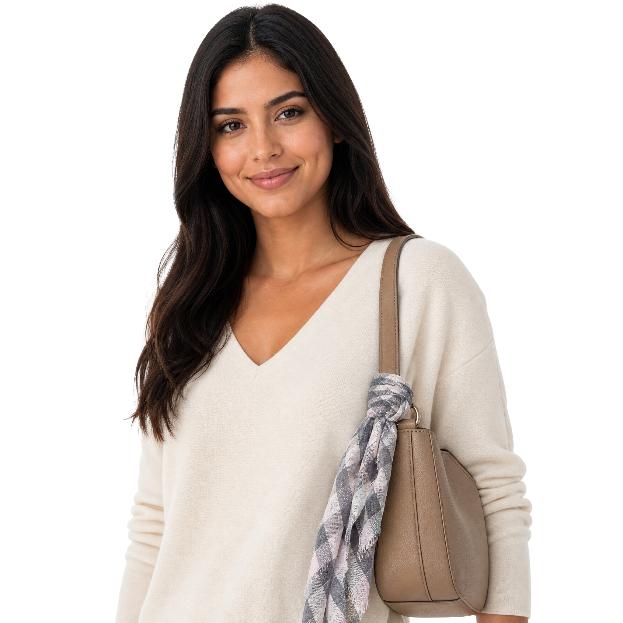 Scottish Plaid Neckerchief - Chalk Mauve - styled