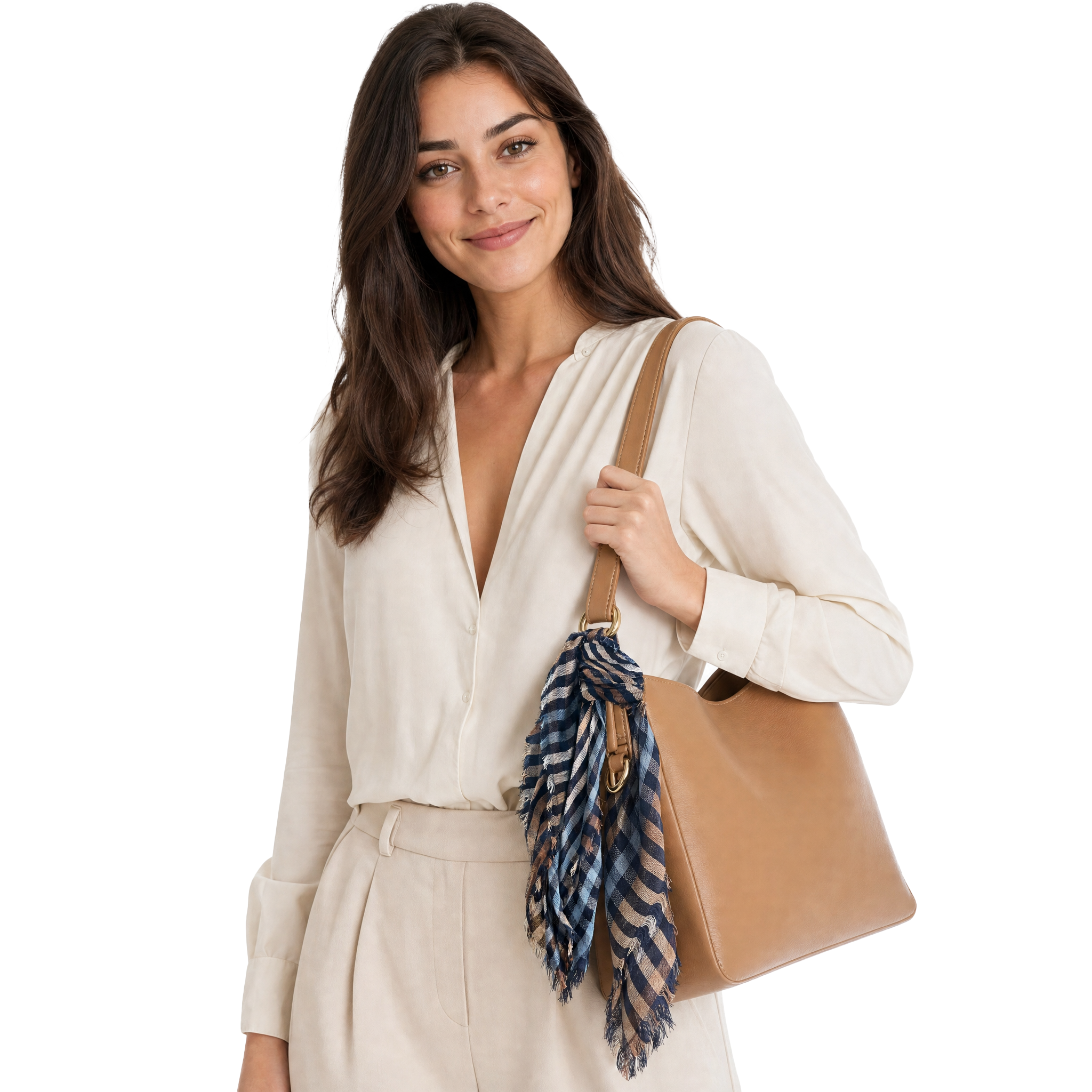 Scottish Plaid Neckerchief - Denim - styled