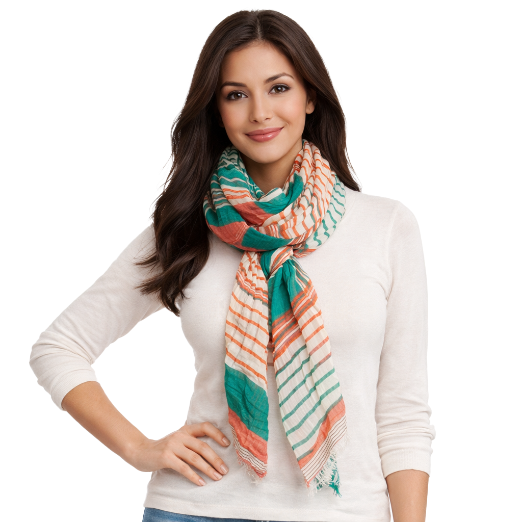 Starburst Cotton Scarf — Blue Pacific — view 4