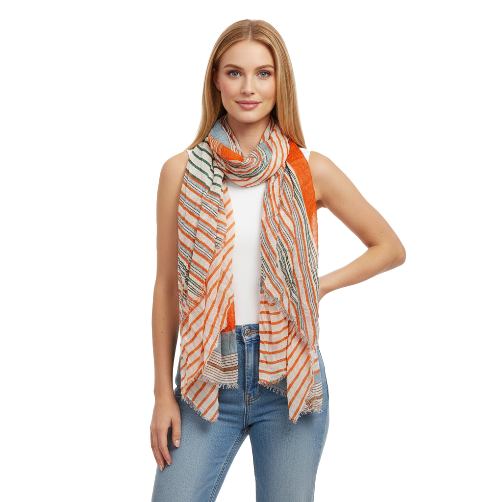 Starburst Cotton Scarf — Blue Pacific — view 3
