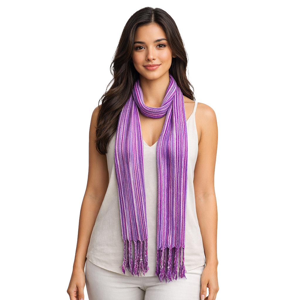 Striped Cotton Skinny Scarf