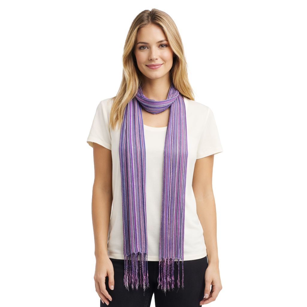 Striped Cotton Skinny Scarf