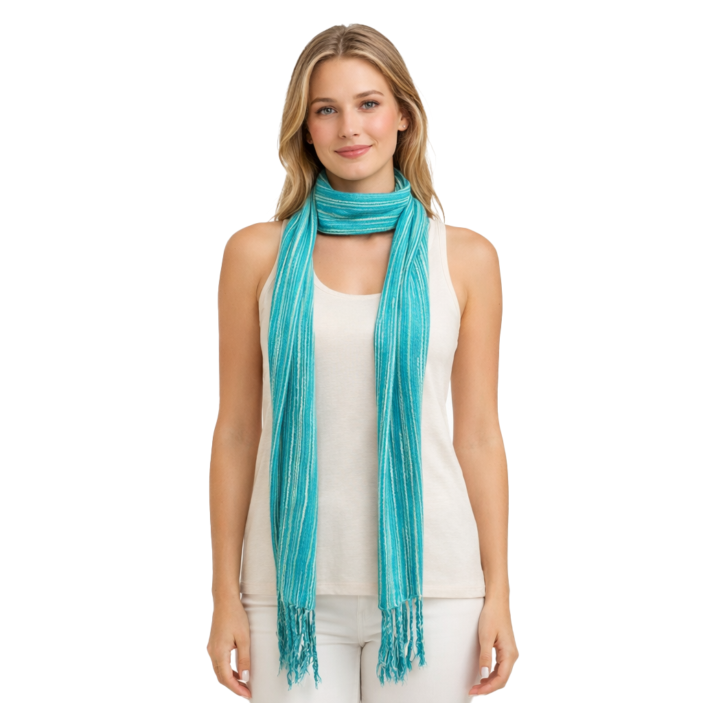 Striped Cotton Skinny Scarf
