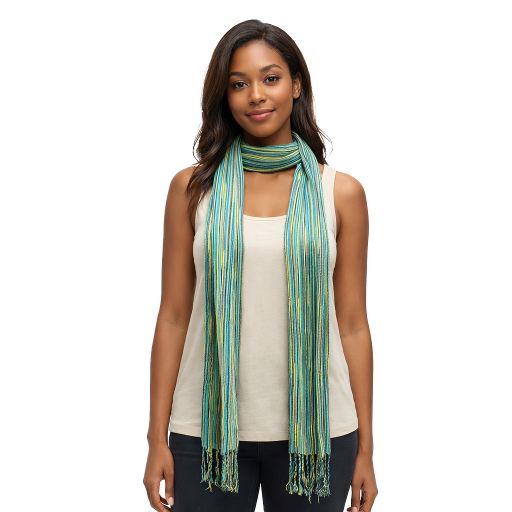 Striped Cotton Skinny Scarf