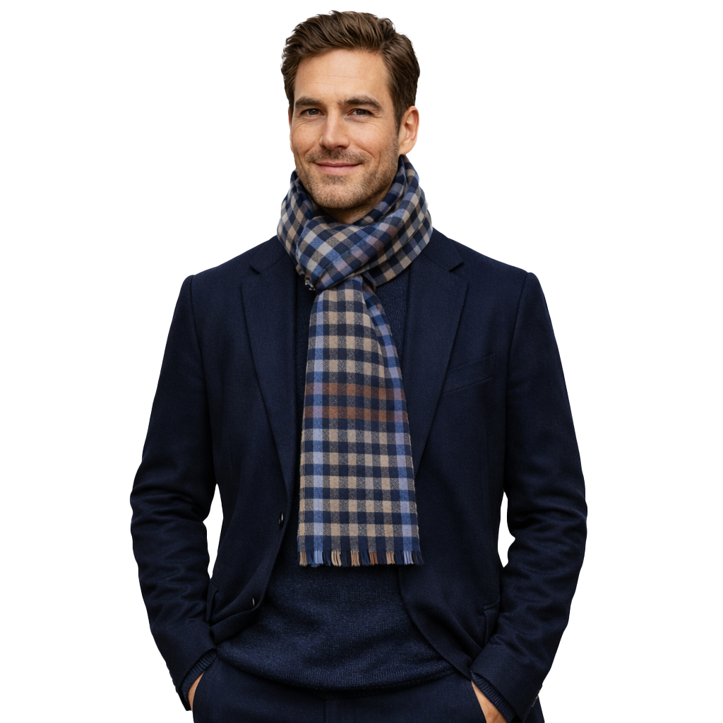 Heritage Plaid Scarf — Blue Pacific — view 5