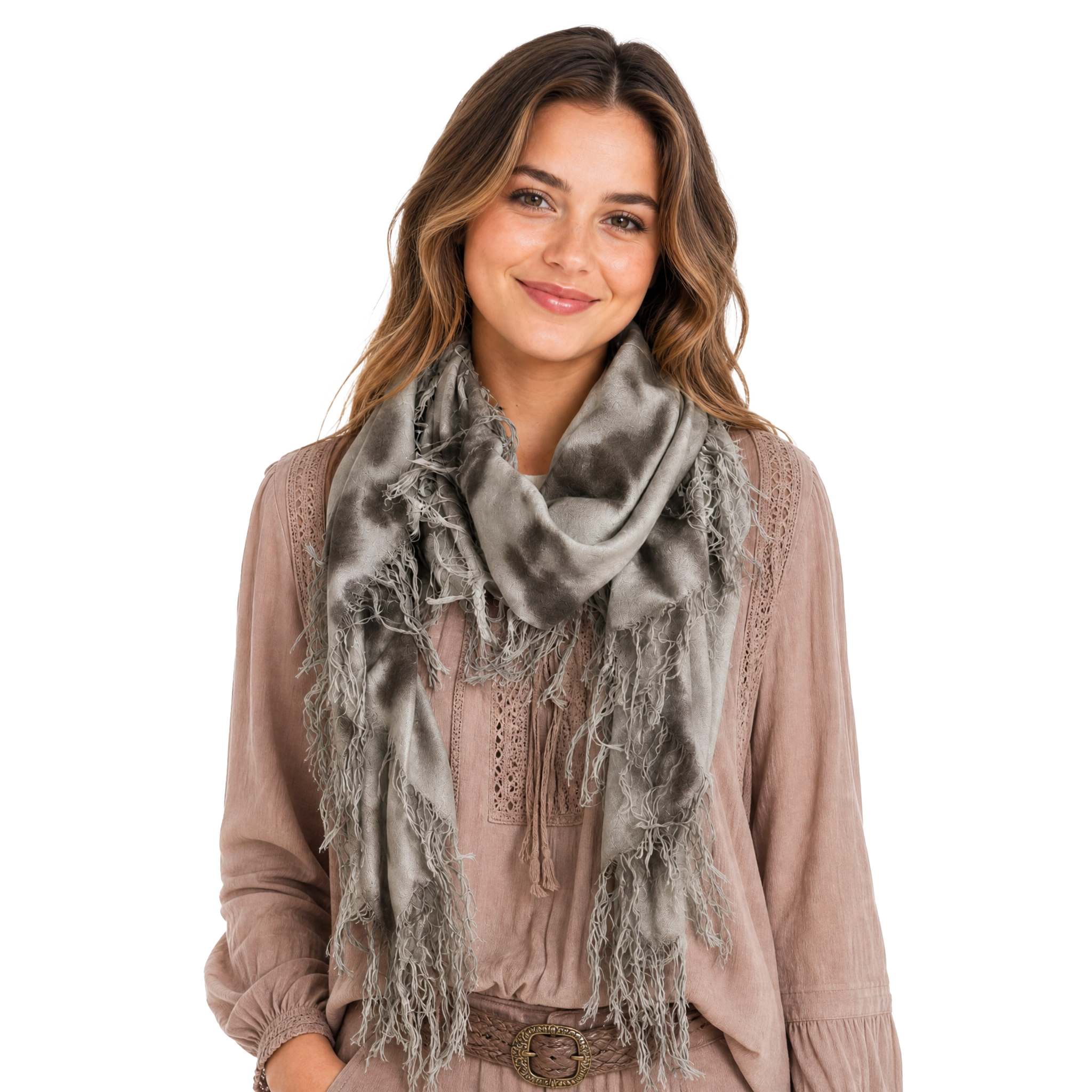 Cashmere Blend tie dye Half Scarf - Forest