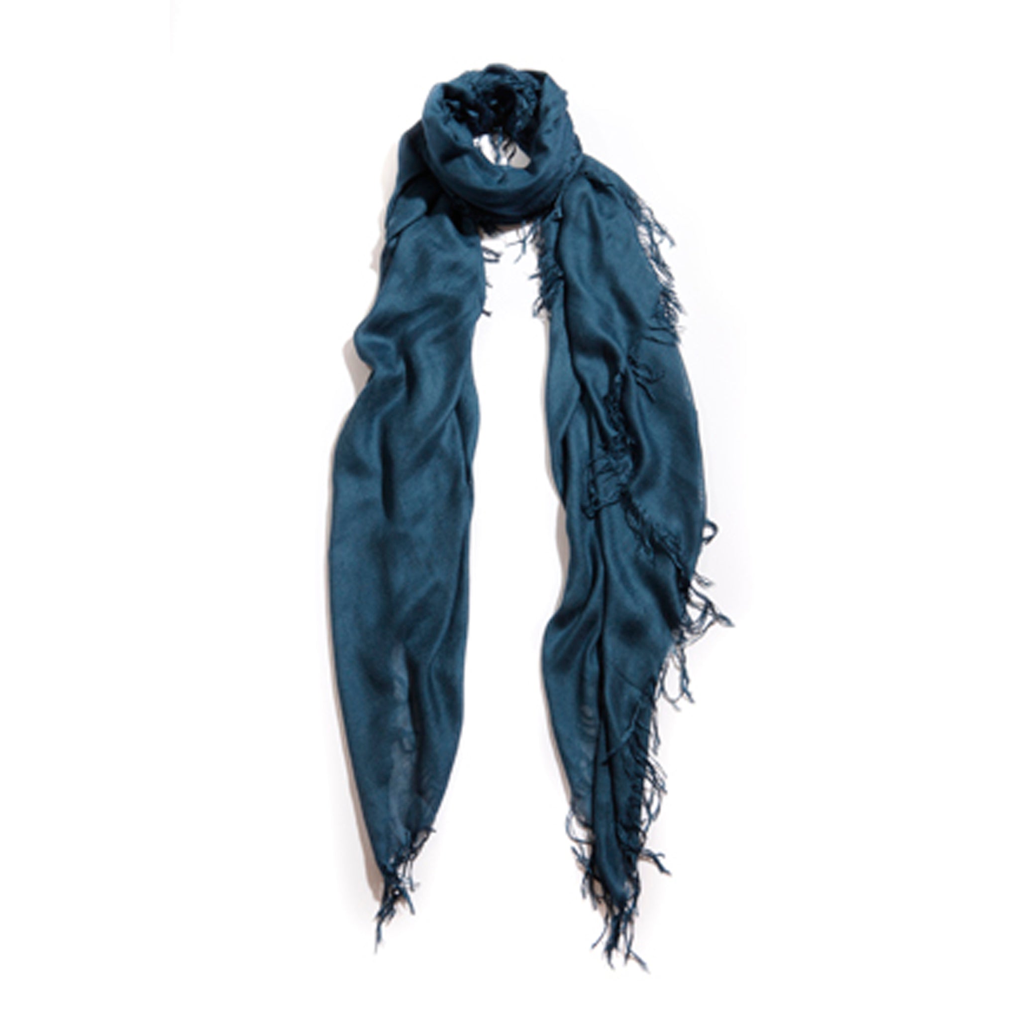 Cashmere Blend Solid Scarf — Blue Pacific — view 17