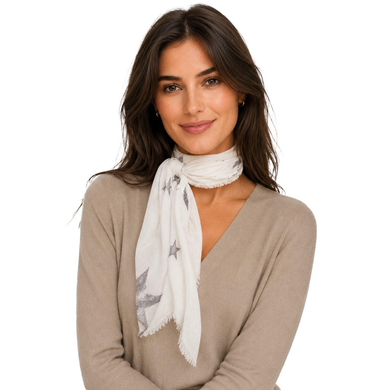 Cashmere Blend Faded Stars Neckerchief - Cloud