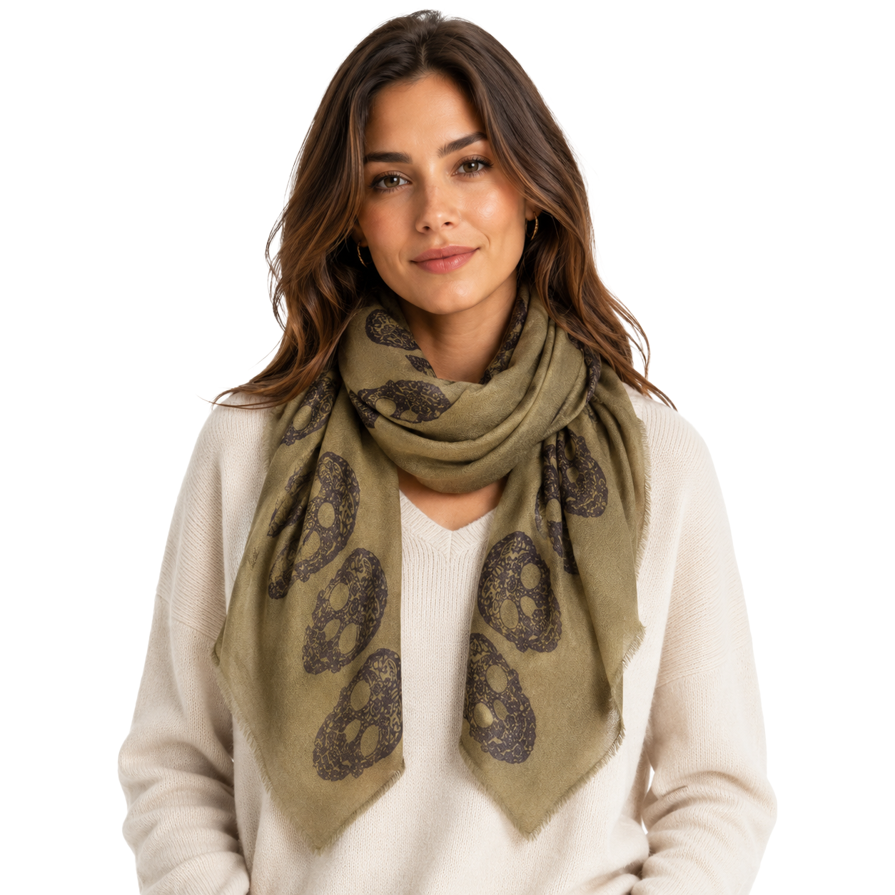 Cashmere Blend frida Half Scarf - Burnt Olive
