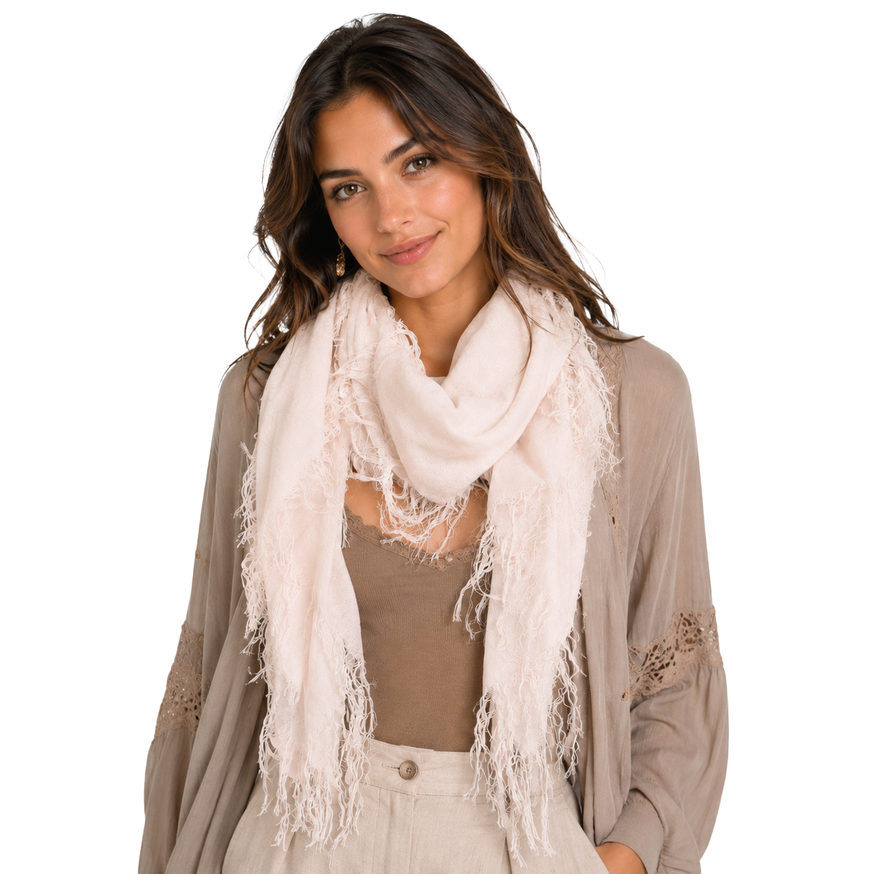 Cashmere Blend solid Half Scarf - Brazilian Sand