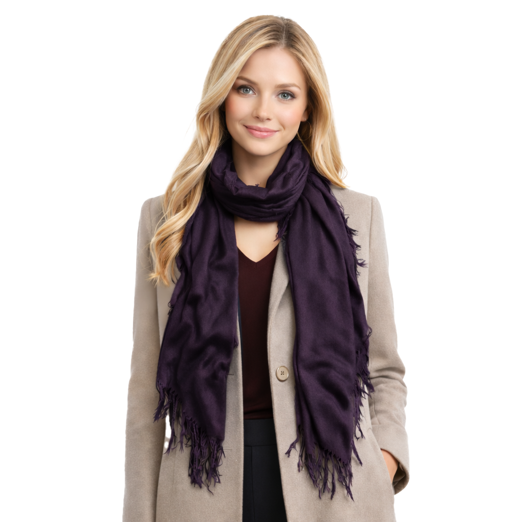 Cashmere Blend Solid Scarf — Blue Pacific — view 3