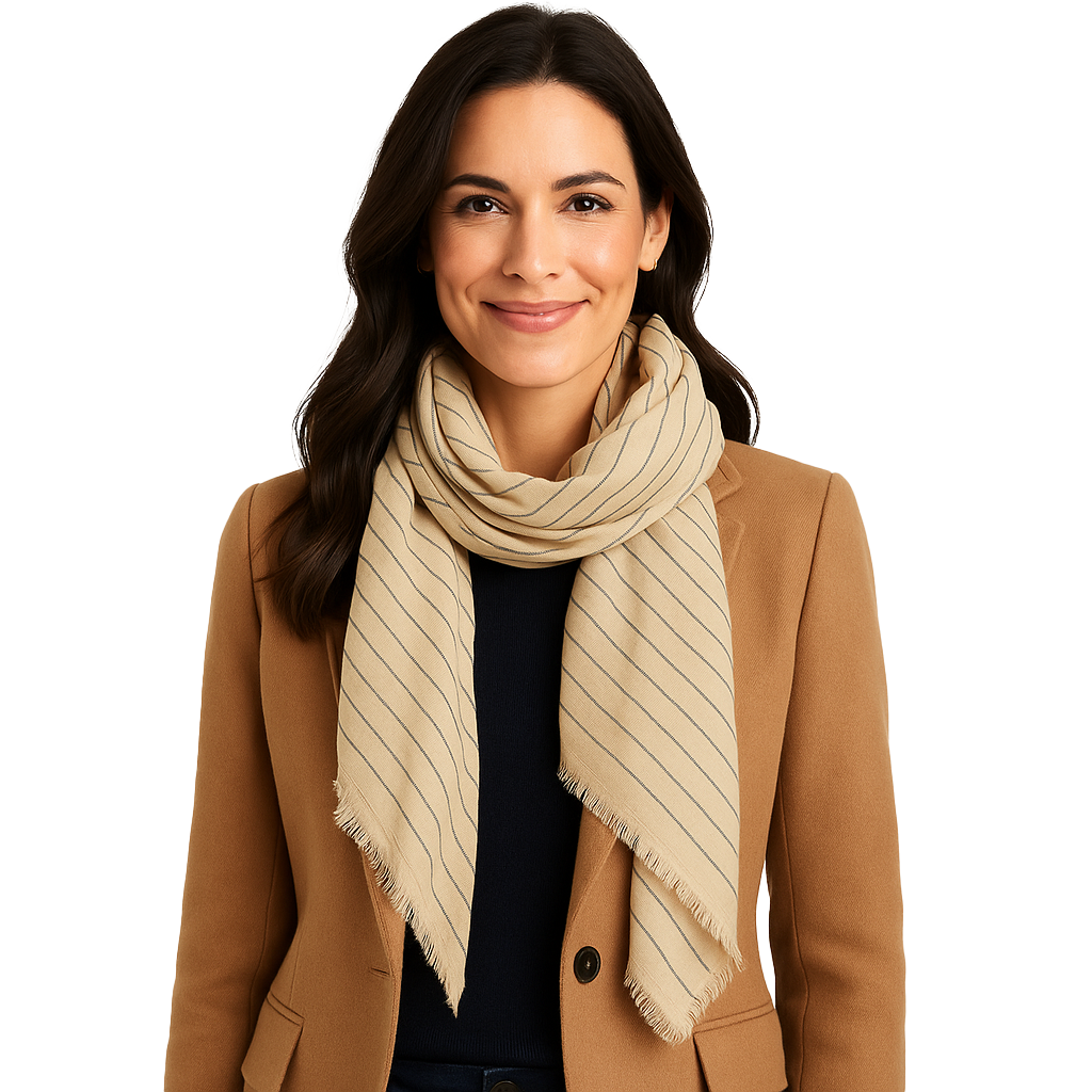 Cashmere Blend Pin Stripe Scarf