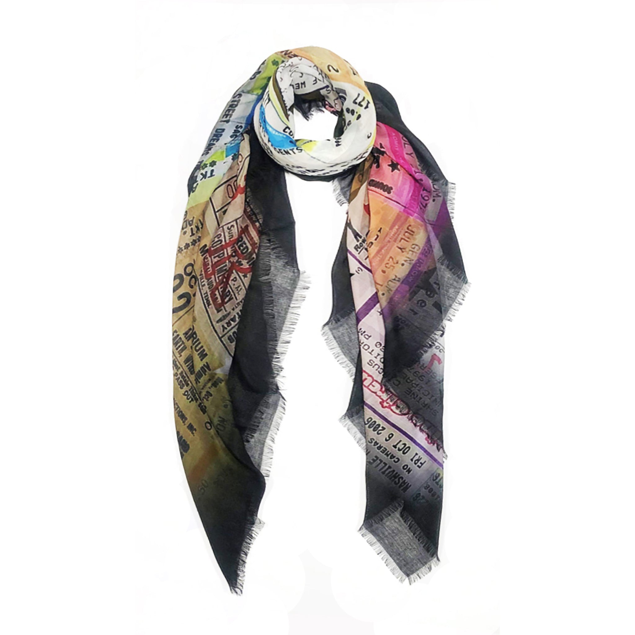 Vintage Tickets Scarf — Blue Pacific — view 9