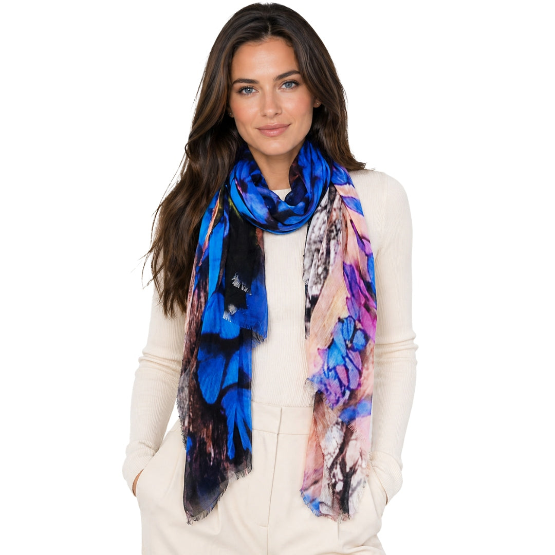 Butterflies Scarf - Cobalt